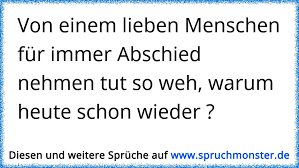 Von Einem Lieben Menschen Fur Immer Abschied Nehmen Tut So Weh Warum Heute Schon Wieder Spruchmonster De