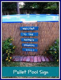Crafty In Crosby Easy Pallet Sign And Above Ground Pool Camouflage Pool Landscaping Pallet Pool Backyard Pool Landscaping
