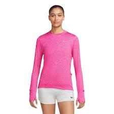 When your bare arms just need a little protection from the cold, and the temperature starts to dip below mild. Nike Element Crew Womens Long Sleeve Running Top Hyper Pink Pink Glow Reflective Silver Sportitude Running