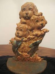 Antique Solid Cast Iron Detailed Dogs Dog Ornate Door Stop Stopper Book End Big Antique Cast Iron Dog Decor Cast Iron Doorstop