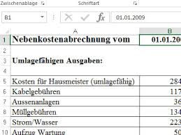 Nebenkostenabrechnung Muster Vorlage Fur Excel Download Chip