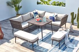 salon de jardin d angle 6 places en resine tressee baracoa beige mobilier jardin salon de jardin canape angle