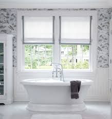 Grsograin Roman Shades Transitional Bathroom Muse Interiors Small Bathroom Window Bathroom Window Curtains Bathroom Window Treatments