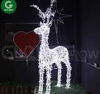 Factory 2m White 3D Deer Motif Light for Commercial Event Xmas Holiday  Festive Project Decoration