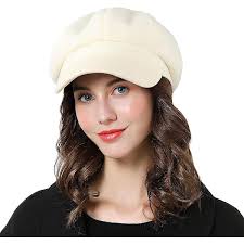 Jeff & Aimy Béret 100 % laine mérinos tricotée pour femme, bonnet à visière  pour temps froid, hiver, ski, avec cache-oreilles, extensible, mélange  marron : Amazon.ca: Mode