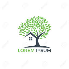 Tree House Logo Design Eco House Vector Design Template Haus Logo Logo Entwerfen Logo Garten