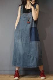 Casual Style Denim Patchwork Overall Dress In Blue One Size In 2020 Denim Fashion Denim Jumper Dress Overall Dress