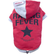 Doggy Dolly Kapsonlu Kopek Sweatshirt Gri Kirmizi Medium Petburada