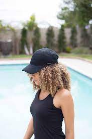 Black Satin Lined Baseball Hat Baseball Hats Curly Hair Styles Curly Hair With Hat