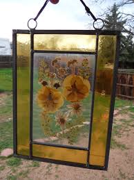 Add to favorites quick view pressed flower jewelry, real queen anne's lace pendant, real pressed flower necklace, quality glass not resin necklaces for. Yellow Stained Glass Window Panel With Dried Pressed Pansy Flowers Stained Glass Windows Stained Glass Window Panel Stained Glass