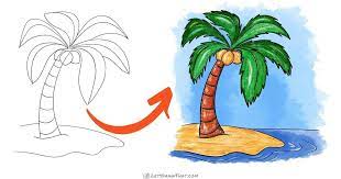 From the bottom they are larger and closer. How To Draw A Palm Tree Really Easy Yet Awesome Palm Tree Drawing Step By Step Let S Draw That