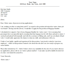 Baggage Handler Cover Letter Sample Lettercv Com