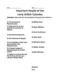 Important People Of The Early British Colonies In America British Colonies Important People British