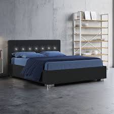 Subito a casa e in tutta sicurezza con ebay! Pericle Letto Design Con Contenitore Matrimoniale Testata Con Luci A Led Rivestito In Similpelle Nero Collyshop