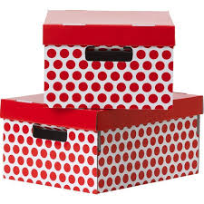 Ikea Pingla 4 99 Liked On Polyvore Cardboard Boxes With Lids Ikea Storage Boxes Polka Dots