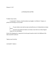This is an official document that you as the principal will complete to appoint another person to act on your behalf. Sample Authorization Letter For Opening Bank Account Government Politics