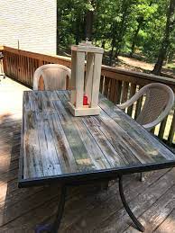 Old Patio Table Had The Glass Top Broken Out Replaced It With Old Picket Fence Diy Patio Table Patio Table Decor Patio Table Top