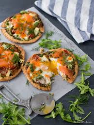 One of my favorite ways to eat salmon is smoked, with a dollop of mustard. Smoked Salmon Breakfast Pizza 84th 3rd