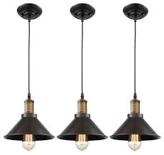 Industrial pendant light edison hanging cage pendant lights e27 base vintage adjustable pendant lamp fixture for kitchen home lighting . Industrial Vintage Metal Pendant Light 3 Pack Industrial Pendant Lighting By Ecopower Light Houzz