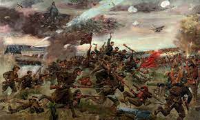 Pod obrazem znajduje się napis: Cud Nad Wisla Jerzy Kossak 1930 Warhammer Art Battle Art History