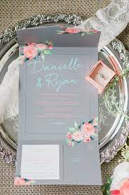 How Cool Is This Wedding Invitation The Gray Background And Bright Accent Colors Put Such Fine Wedding Invitations Wedding Invitations Fun Wedding Invitations
