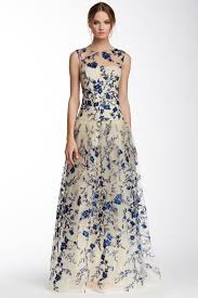 Marchesa Illusion Neck Floral Embroidered Gown Embroidered Gown Fancy Dresses Evening Gowns