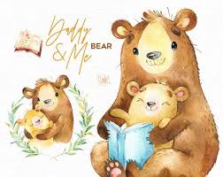 Daddy Me Bear Watercolor Animals Clipart Father Hugs Etsy Bear Watercolor Animal Clipart Watercolor Animals