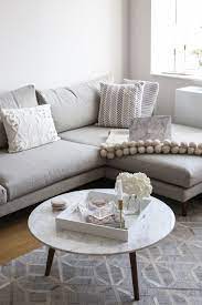 Nyc Living Room Apartment Grey Sectional Sofa With A Marble Coffee Table Apartment Sectional Sofa Living Room Decor Gray Couches Living Room