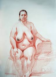 Plus size model Drawing by Oleg Omelchenko | Saatchi Art