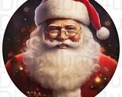 Santa Christmas Round Png Sublimation Digital Design Download Wreath Sign  Wind Spinner Cutting Board Image Christmas Ornament Png