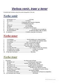 Verbos Venir Traer Y Tener Verbos En Espanol Ejercicios De Espanol Aprender Espanol
