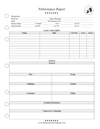 Performance Report Directors And Stage Managers Can Track Cast And Crew As Well As Notes For Sound Light Stage Manager Meeting Notes Template Teaching Theatre