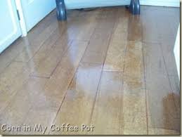 Paper bag floor disadvantages failure to prep the subfloor—especially sealing holes, cracks, chips, and gaps between plywood planks—will show through on the end result. Corn In My Coffee Pot Faux Wood Floor Paper Decoupage Floor Faux Wood Flooring Decoupage Floor Diy Flooring