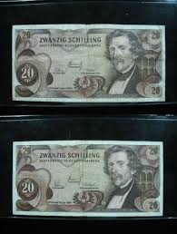 The euro is released by the austrian national bank. Austria 20 Schilling 1967 Pair 96 World Currency Bank Money Banknote Ebay