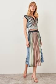 2019 Trendyol Multicolored Knitwear Skirt Summer Sparkle Pleated Tclss19du0045 J190426 From Tubi02 45 53 Dhgate Com