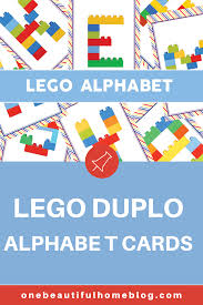 When you print the cards, you will see that there are two letters per sheet: Lego Duplo Alphabet Cards Freebie One Beautiful Home