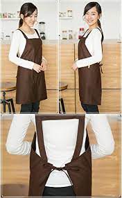 next step シンプルエプロン カフェエプロン 男女共用 着丈90 茶 エプロン エプロン カフェ 生地