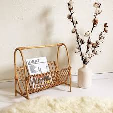 Porte Revue En Rotin Vintage Annees 50 Chouettefabrique Mid Century Modern Deco Salon Small Space Interior Design