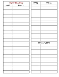 chart to keep track of sight reading transposing etc tpt