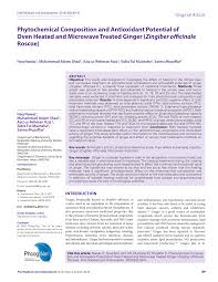 Pdf Phytochemical Composition And Antioxidant Potential Of Oven Heated And Microwave Treated Ginger Zingiber Officinale Roscoe