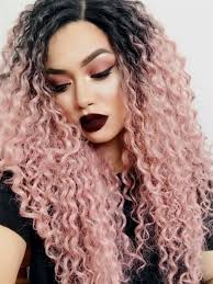 Balck To Pink Ombre Curly Long Synthetic Lace Front Wig Hairstyle Babalahair Curlyhair Longcurlyhair Curly Hair Styles Dyed Curly Hair Colored Curly Hair