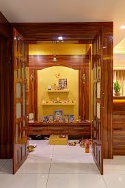 Wooden mandir with marble tops and background. How To Decorate A Pooja Room At Home