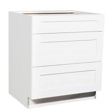 Krosswood Doors Ready To Assemble 30x34 5x23 7 In Shaker 3 Drawer Base Cabinet In White With So Base Cabinets White Shaker Cabinets Assembled Kitchen Cabinets