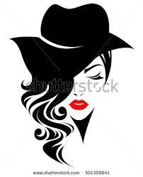 Illustration Of Women Long Hair With A Hat Retro Logo Women Face On White Background Vector Silhouette Art Illustration Art