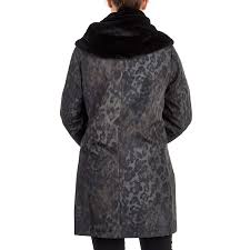 Faux Fur Lined Hooded Leopard Print Jacket 110419636
