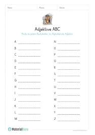 Ein Kostenloses Arbeitsblatt Zum Thema Adjektive Auf Dem Die Schuler Zu Jedem Buchstaben In Abc Ein Adjektiv Adjektive Unterricht Lesen Lesen Lernen 1 Klasse