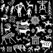 Seamless Pattern Animation Image Ancient Rock Paintings Drawing Stone Set Animated Images Seamless Patterns Painted Rocks