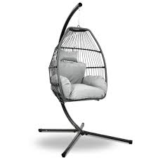 Hammock swing chair outdoor indoor hanging rattan w/ stand cushion dark brown a perfect addition to your backyard, patio, or garden. Shop Gardeon Outdoor Furniture Egg Hammock Hanging Swing Chair Stand Pod Wicker Grey