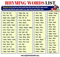 Words in red are only in the sowpods dictionary. Example Of Rhyming Words Brainly Ph