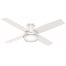 The ceiling fan remote comes with three separate buttons of wind speeds and an instant on/off option for quick fan control. Hunter 59242 Fresh White Dempsey 52 4 Blade Led Ceiling Fan With Remote Control Included Ceiling Fan With Light Fan Light Ceiling Fan With Remote